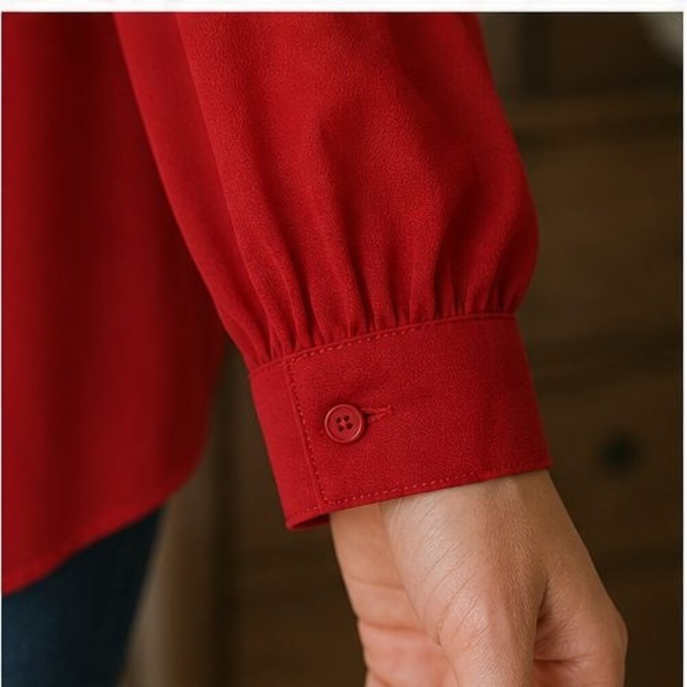 Red Ruffle Collar Blouse - Picture 5 of 6